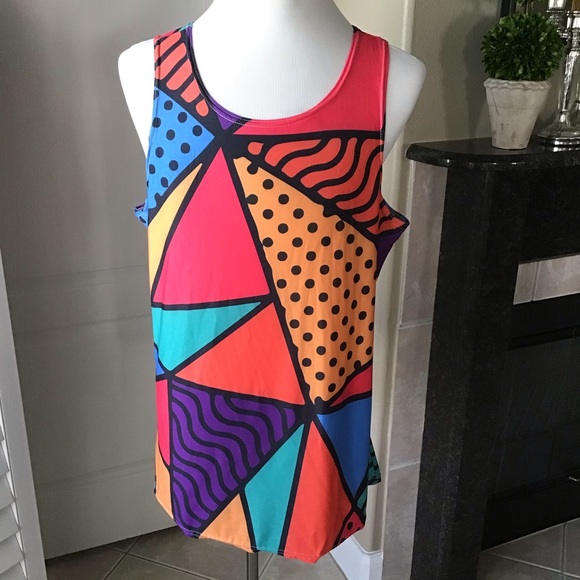 LAST 1! LARGE ONLY! Vintage Getonfleek Tank Top Abstract Pop Art Mod Streetwear - Picture 4 of 13
